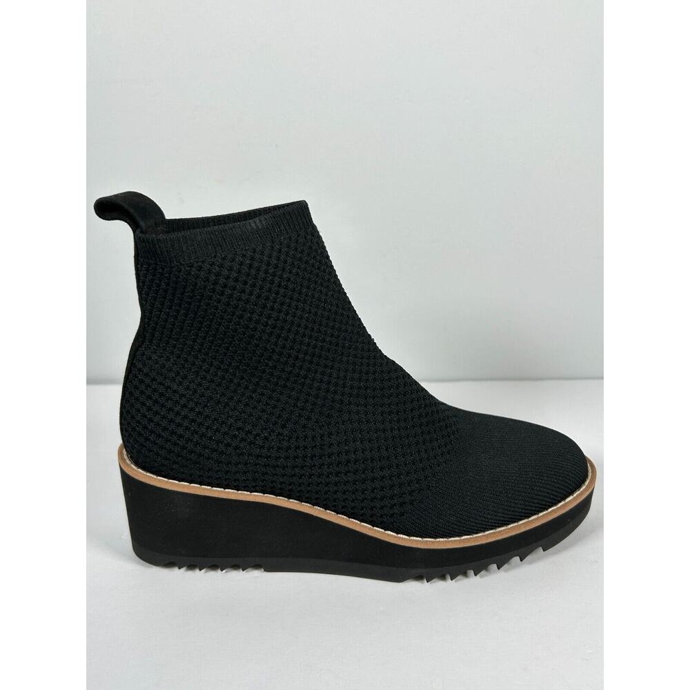 Eileen Fisher London Womens Black Stretch Knit Wedge Platform Ankle Boots Size 5 - Picture 3 of 12